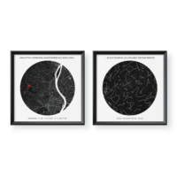 Kép 3/4 - Térkép + Csillagtérkép / Négyzetes - Fekete kerettel