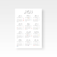 Kép 1/4 - 2023-as naptár hétvégék, ünnepnapok és családi események jelölésével