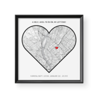 Kép 2/4 - Térkép / Négyzetes / Heart - Fekete kerettel