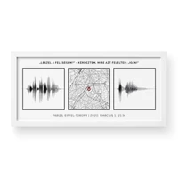 Kép 2/2 - Dupla hanghullám + Térkép / Panoráma / Framed - Fehér kerettel