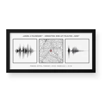 Kép 1/2 - Dupla hanghullám + Térkép / Panoráma / Framed - Fekete kerettel