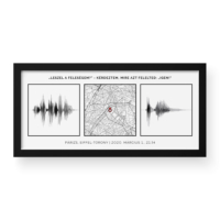 Kép 1/2 - Dupla hanghullám + Térkép / Panoráma / Framed - Fekete kerettel