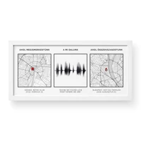Kép 2/2 - Dupla térkép + Hanghullám / Panoráma / Framed - Fehér kerettel