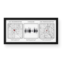 Kép 1/2 - Dupla térkép + Hanghullám / Panoráma / Framed - Fekete kerettel
