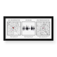 Kép 1/2 - Dupla térkép + Hanghullám / Panoráma / Framed - Fekete kerettel