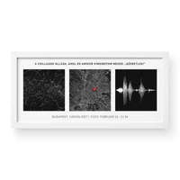 Kép 2/2 - Csillagtérkép + Térkép + Hanghullám / Panoráma / Framed - Fehér kerettel