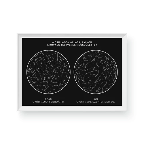 Csillagtérkép (dupla) / Fekvő / Classic - Fehér kerettel