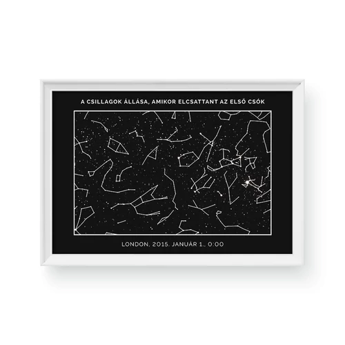 Csillagtérkép / Fekvő / Framed - Fehér kerettel