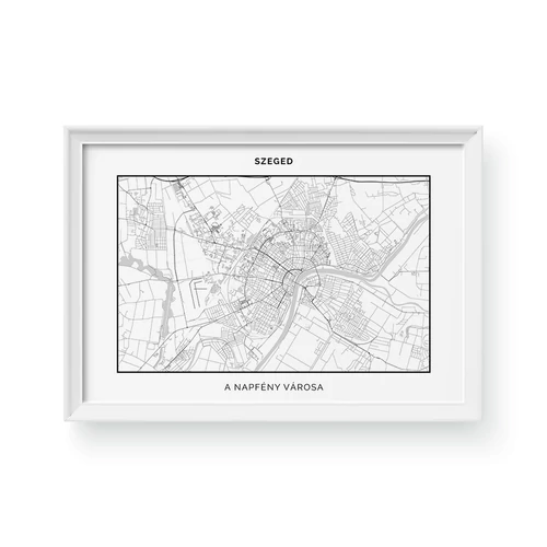 Térkép / Fekvő / Framed - Fehér kerettel