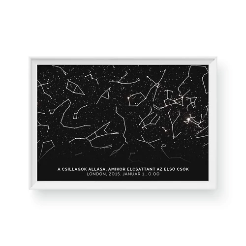 Csillagtérkép / Fekvő / Minimal - Fehér kerettel