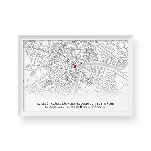 Térkép / Fekvő / Minimal - Fehér kerettel