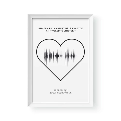 Hanghullám / Álló / Heart - Fehér kerettel