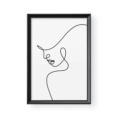 Vonalrajz / Álló / Női arc 1 - Barna kerettel