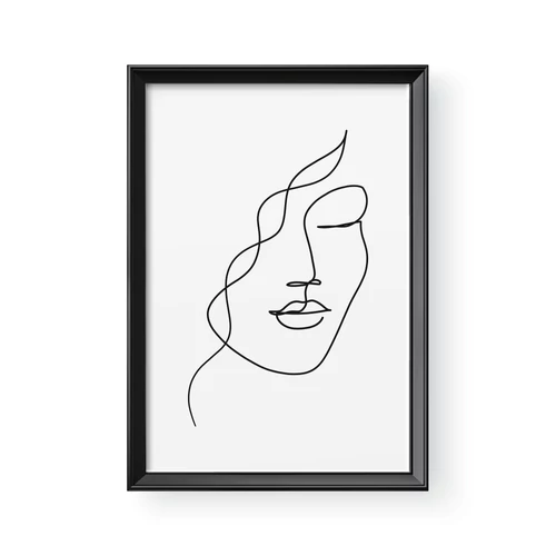 Vonalrajz / Álló / Női arc 2 - Barna kerettel