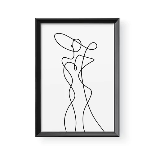 Vonalrajz / Álló / Női alak 1 - Barna kerettel