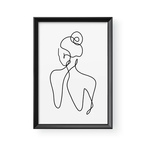 Vonalrajz / Álló / Női alak 2 - Barna kerettel