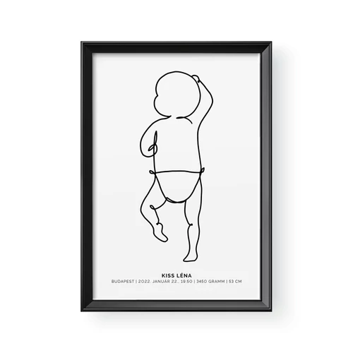 Vonalrajz / Álló / Baba - Barna kerettel