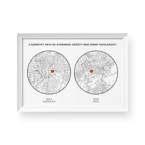 Térkép (dupla) / Fekvő / Classic - Fehér kerettel