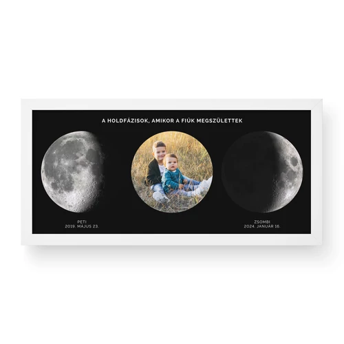 Dupla Holdfázis + Fénykép / Fekvő / Panoráma - fehér kerettel