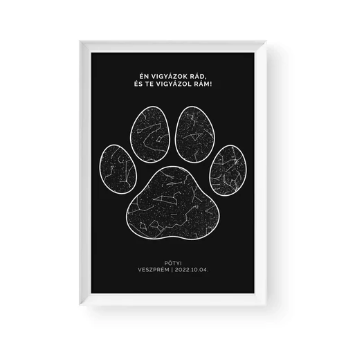 Csillagtérkép / Álló / Paw - Fehér kerettel