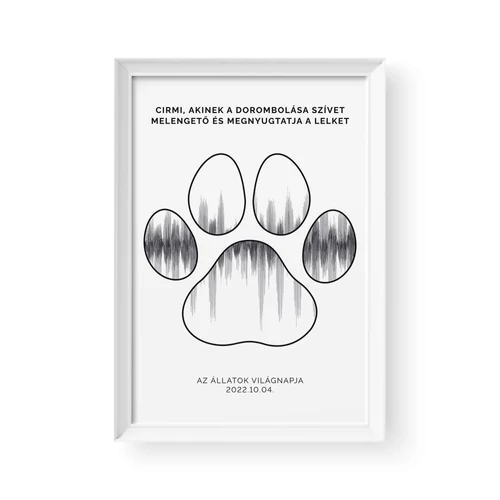 Hanghullám / Álló / Paw - Fehér kerettel