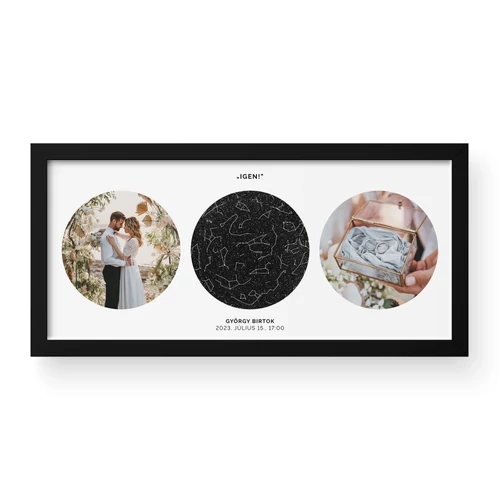 Dupla csillagtérkép + Fénykép, fekete kerettel