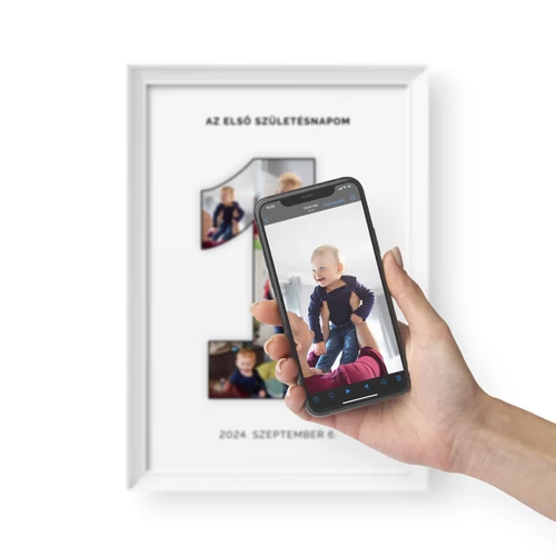 Hangoskép / Álló / Kollázs: számos 1-9 - fehér kerettel, visszahallgatható- vagy nézhető tartalommal társítva