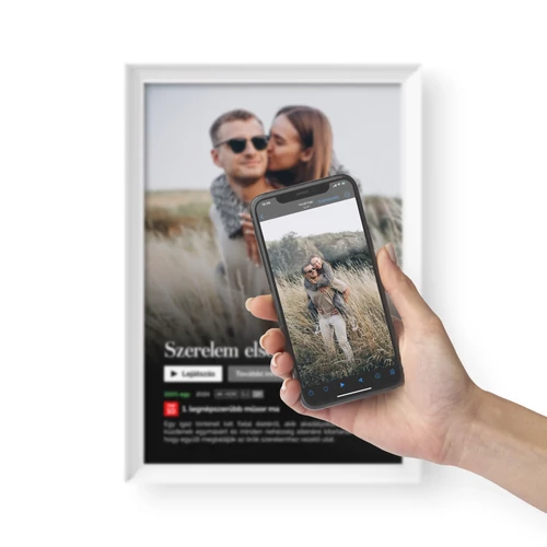 Hangoskép / Fekvő / Netflix - Fehér kerettel, visszahallgatás- vagy nézés egy érintéssel okostelefonon