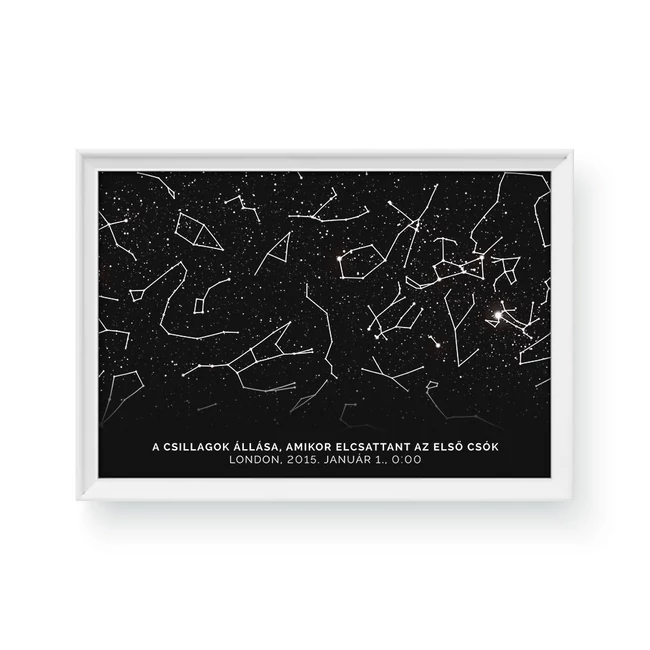 Csillagtérkép / Fekvő / Minimal - Fehér kerettel
