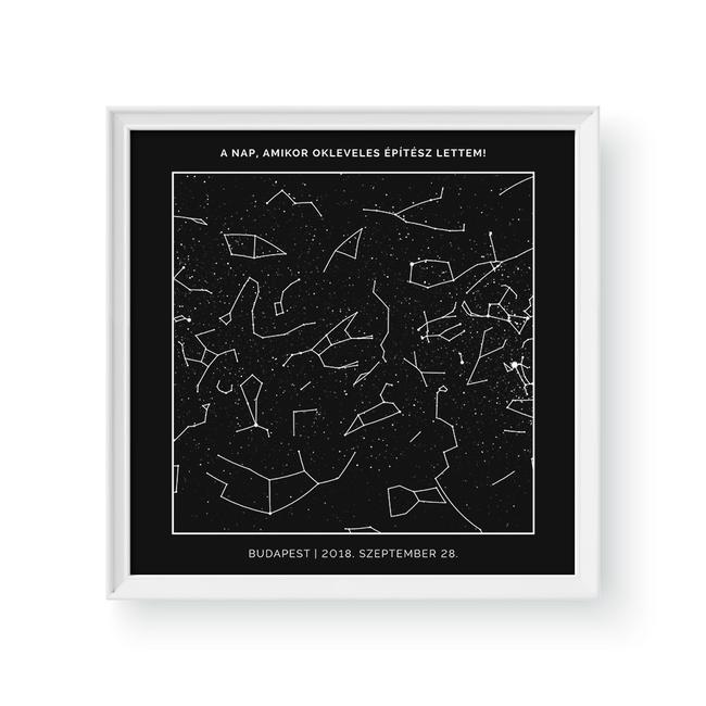Csillagtérkép / Négyzetes / Framed - Fehér kerettel