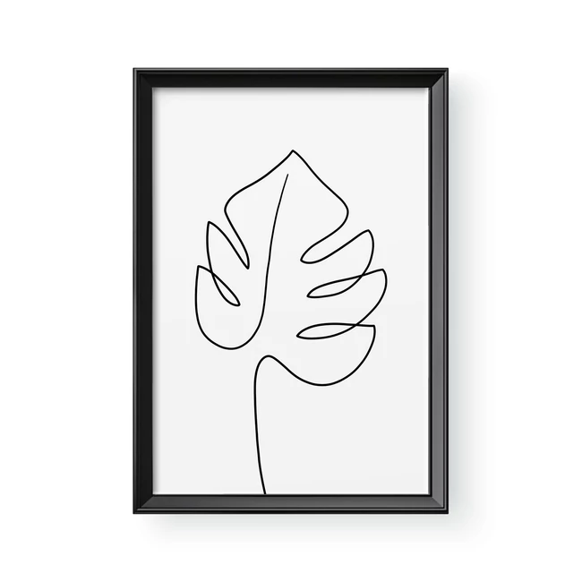 Vonalrajz / Álló / Monstera 1 - Barna kerettel