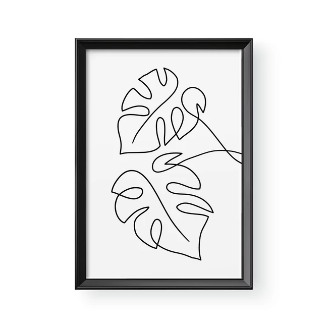 Vonalrajz / Álló / Monstera 2 - Barna kerettel