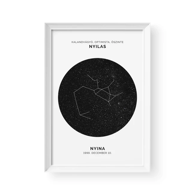 Csillagkép / Álló / Nyilas - fehér kerettel