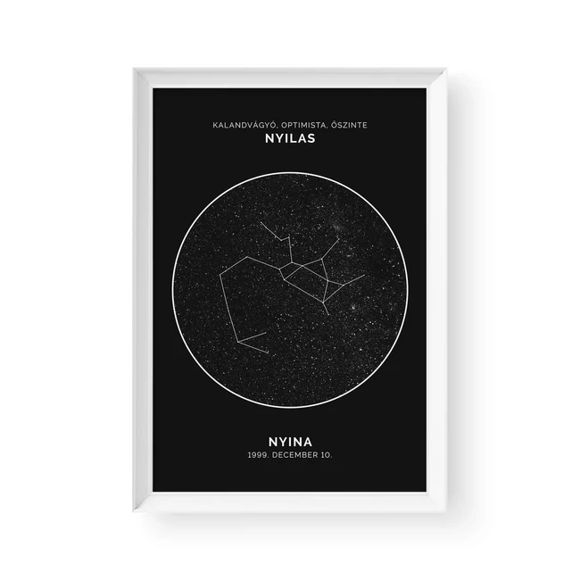 Csillagkép / Álló / Nyilas - fehér kerettel