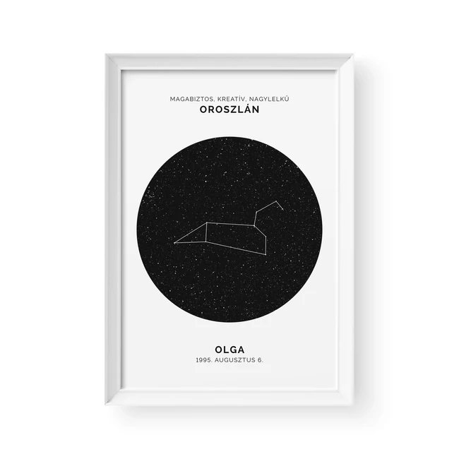 Csillagkép / Álló / Oroszlán - fehér kerettel
