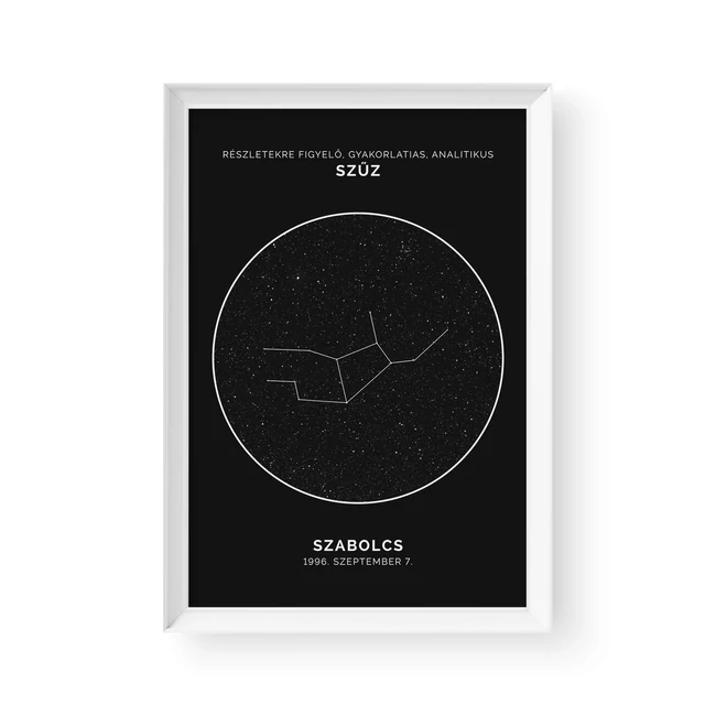 Csillagkép / Álló / Szűz - fehér kerettel