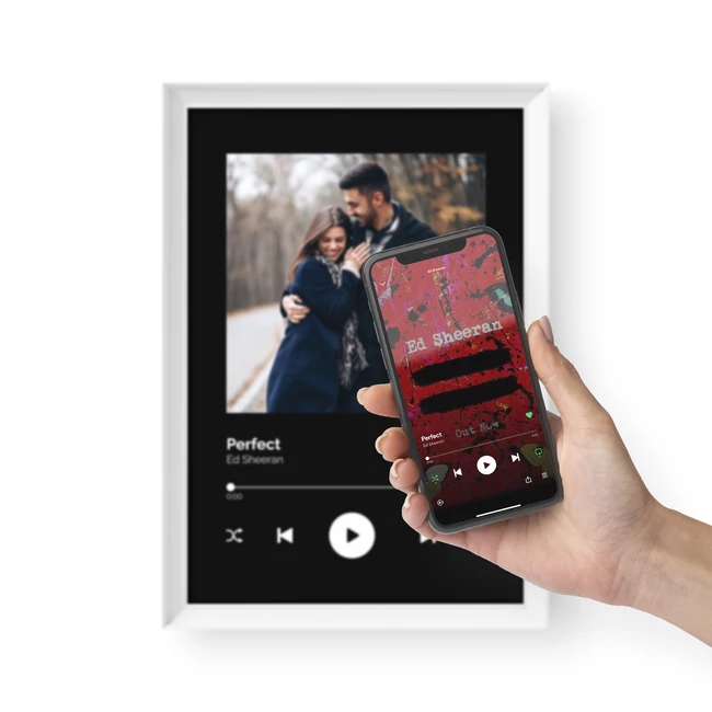 Hangoskép / Álló / Spotify - Fehér kerettel, visszahallgatás egy érintéssel okostelefonon