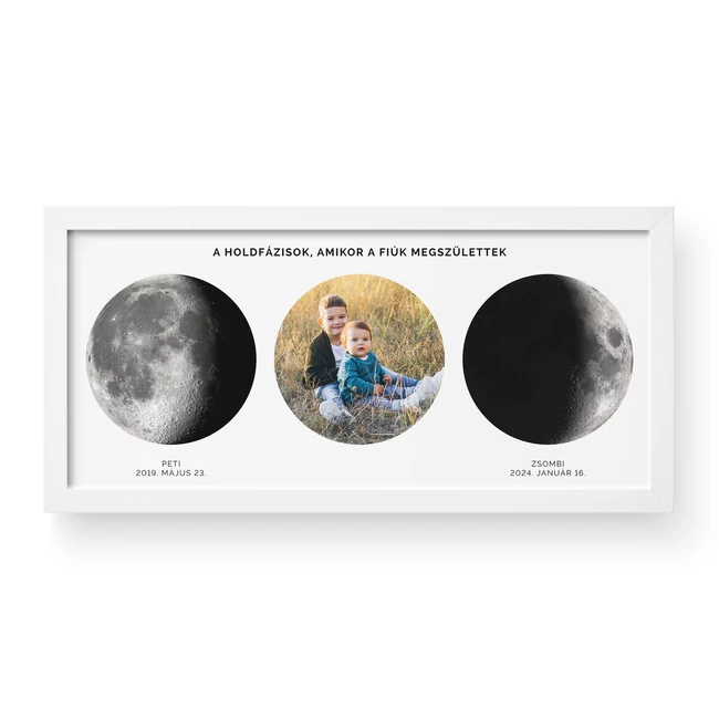 Dupla Holdfázis + Fénykép / Fekvő / Panoráma - fehér kerettel