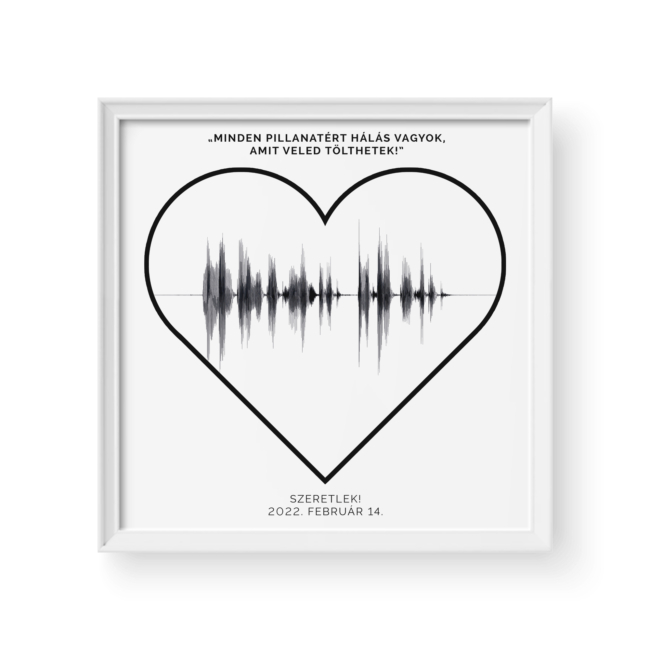 Hanghullám / Négyzetes / Heart - Fehér kerettel