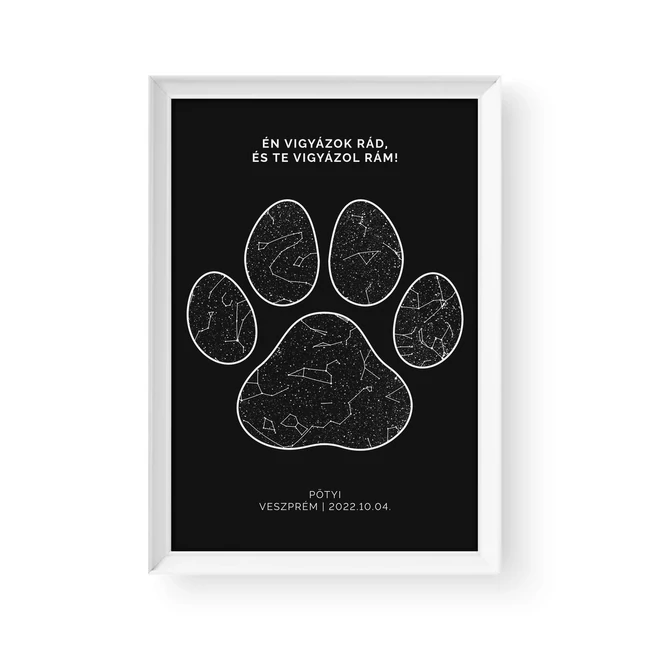 Csillagtérkép / Álló / Paw - Fehér kerettel