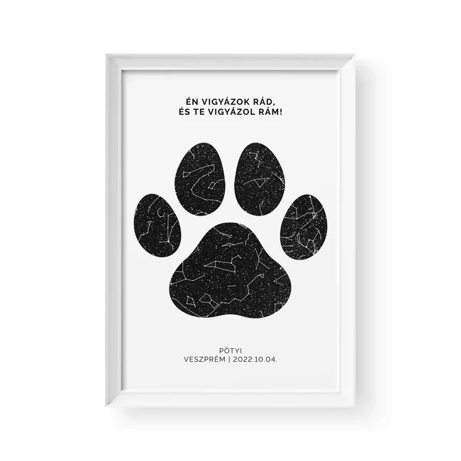 Csillagtérkép / Álló / Paw - Fehér kerettel