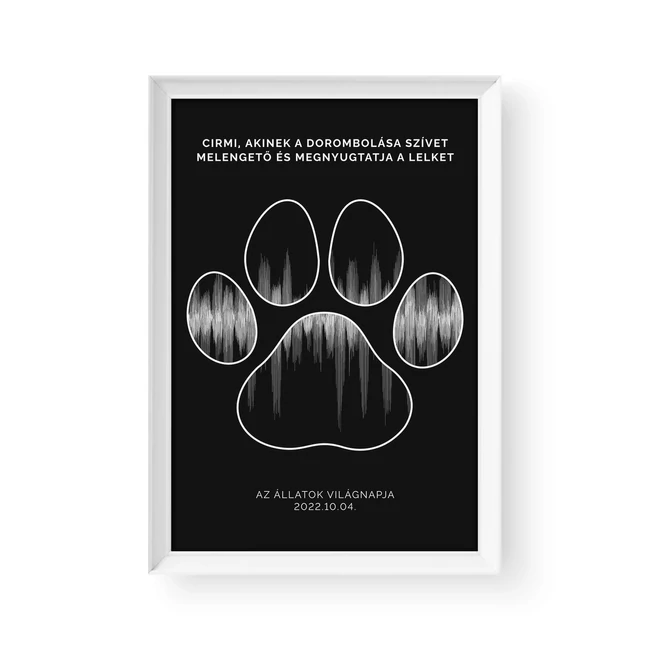 Hanghullám / Álló / Paw - Fehér kerettel