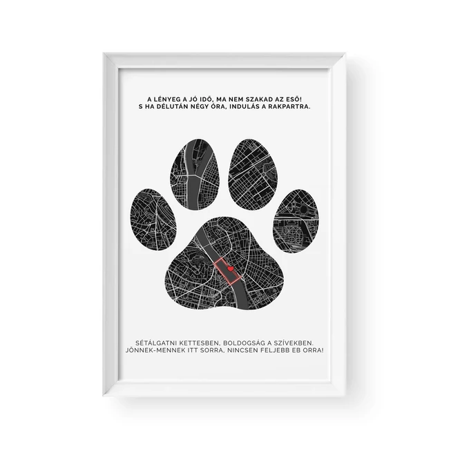 Térkép / Álló / Paw - fehér kerettel